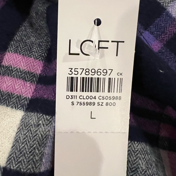 NWT Loft Flannel Tunic Shirt Size Large - Picture 5 of 6